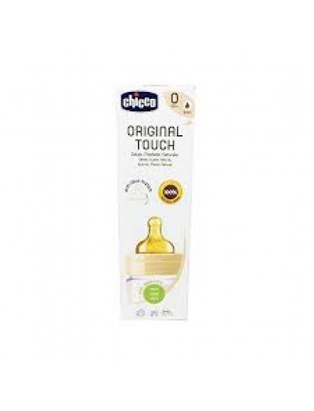 CHICCO ORIGINAL TOUCH BIBERON IN VETRO CON TETTARELLA IN CAUCCIU' 1 FORO UNISEX 2+ MESI 240ML 27720  