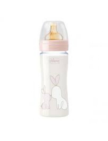 CHICCO ORIGINAL TOUCH BIBERON IN VETRO 1 FORO GIRL CON TETTARELLA IN CAUCCIU' 240ML