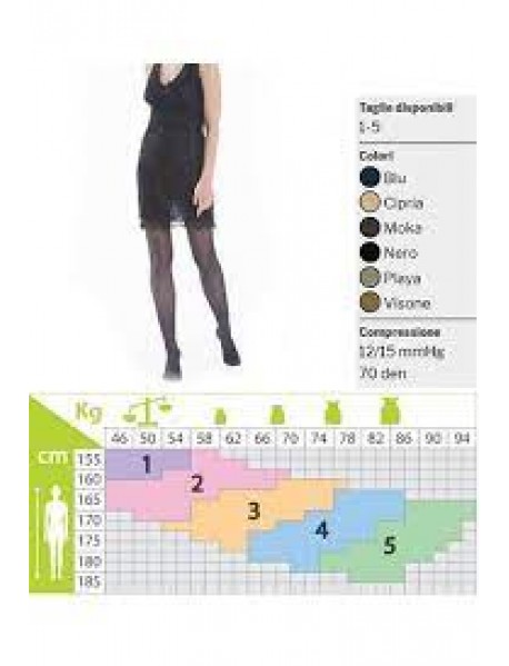 KAMILA COLLANT FASHION 70 DENARI MAGLIA A RETE COMPRESSIONE GRADUATA 12/15MMHG PLAYA TAGLIA 5 