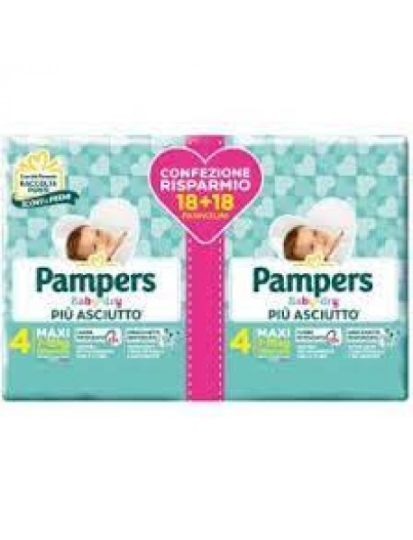 PAMPERS BABY DRY PIU' ASCIUTTO DUO DOWNCOUNT TAGLIA 4 MAXI 36 PANNOLINI