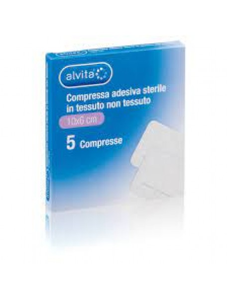 ALVITA GARZA ADESIVA STERILE 10X6CM 5 GARZE