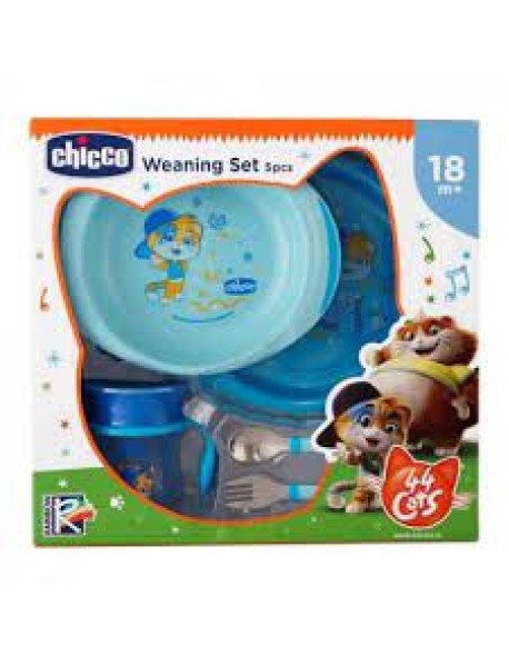 CHICCO SET SVEZZAMENTO PAPPA AZZURRO 44 GATTI 18M+