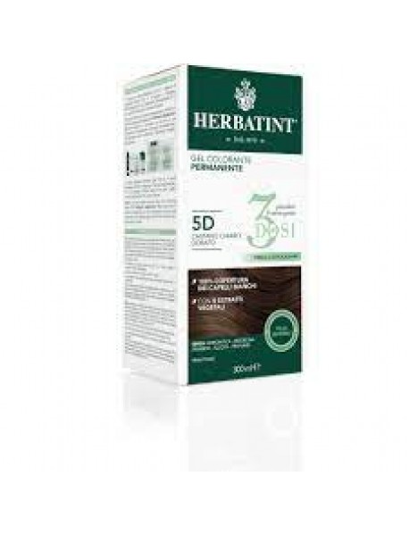 HERBATINT GEL COLORANTE PERMANENTE 3 DOSI 5D CASTANO CHIARO DORATO 300ML