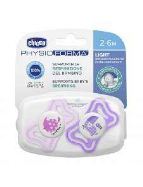 CHICCO SUCCHIETTO PHYSIOFORMA LIGHT GIRL IN SILICONE 2-6M 2 PEZZI