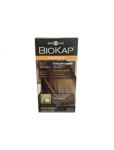 BIOS LINE BIOKAP NUTRICOLOR TINTURA PER CAPELLI 8,0 BIONDO CHIARO 140ML