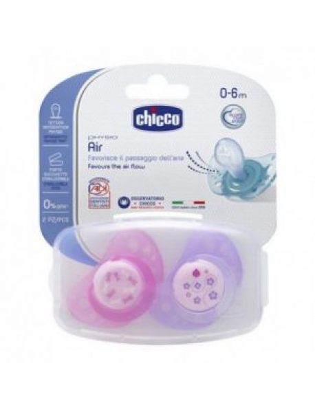 CHICCO SUCCHIETTO PHYSIO AIR CON TETTARELLA IN SILICONE GIRL 0-6 MESI 2 PEZZI