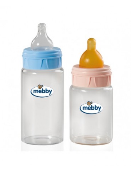 MEBBY BIBERON IN VETRO 270ML SILICONE BLU