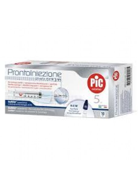 PIC KIT PRONTO INIEZIONE SIRINGA 5ML G23 + TAMPONCINO DISINFETTANTE 10 SIRINGHE + 10 TAMPONCINI