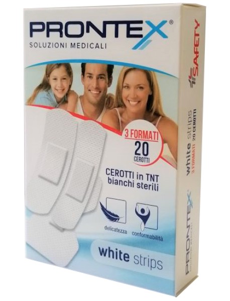 SAFETY PRONTEX CEROTTO WHITE STRIPS 3 MISURE 20 CEROTTI