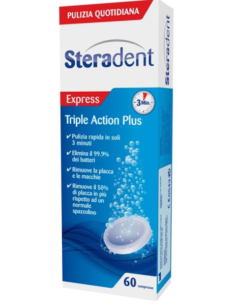 STERADENT TRIPLE ACTION PLUS 60 COMPRESSE EFFERVESCENTI