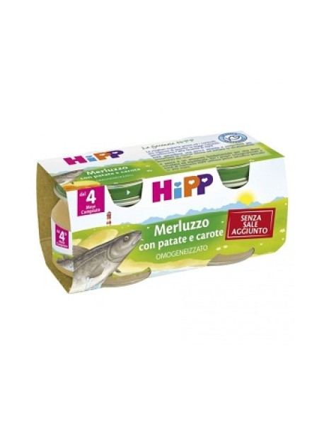 HIPP BIO OMOGENEIZZATO MERLUZZO CON PATATE E CAROTE 2X80G