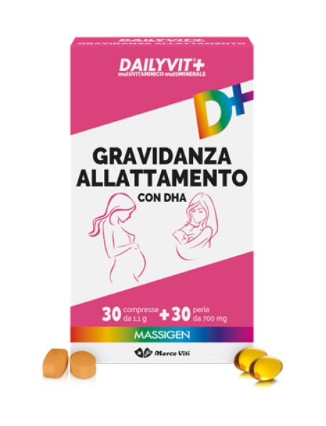 MASSIGEN DAILYVIT+ GRAVIDANZA E ALLATTAMENTO INTEGRATORE 30 PERLE + 30 COMPRESSE