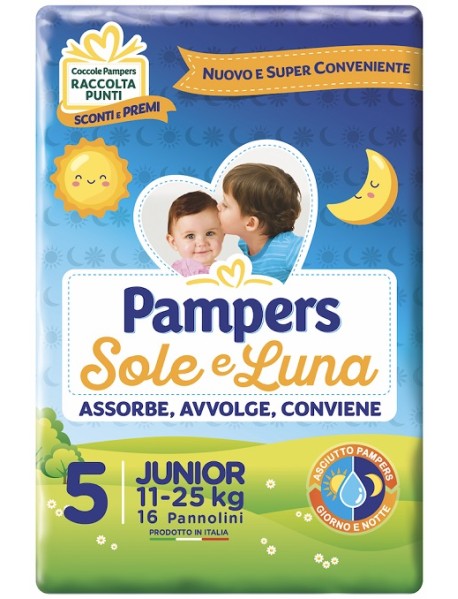 PAMPERS SOLE&LUNA FLASH JUNIOR TAGLIA 5 (11-25KG) 16PZ