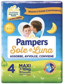 PAMPERS SOLE&LUNA FLASH MAXI TAGLIA 4 (7-18KG) 18PZ