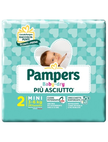 PAMPERS BABY-DRY MINI TAGLIA 2 (3-6KG) 24 PEZZI 