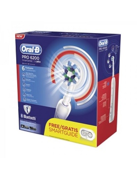 ORAL-B PRO 6200 + SMARTGUIDE SPAZZOLINO ELETTRICO RICARIBILE CON CONNETTIVITA' BLUETOOTH