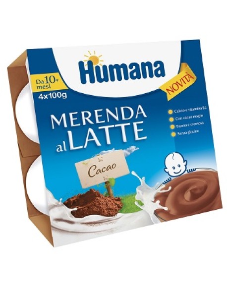 HUMANA MERENDA AL LATTE E CIOCCOLATO 4 VASETTI DA 100G