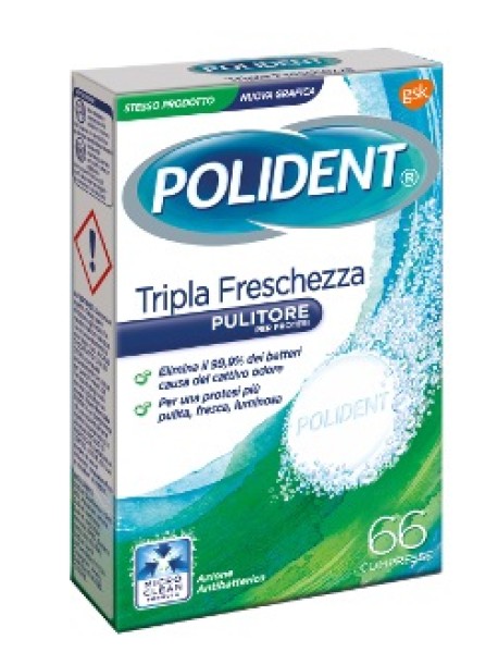 POLIDENT TRIPLA FRESCHEZZA 66 COMPRESSE