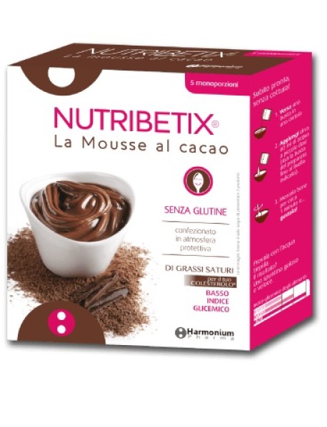 NUTRIBETIX MOUSSE CACAO A BASSO INDICE GLICEMICO 5 MONOPORZIONI