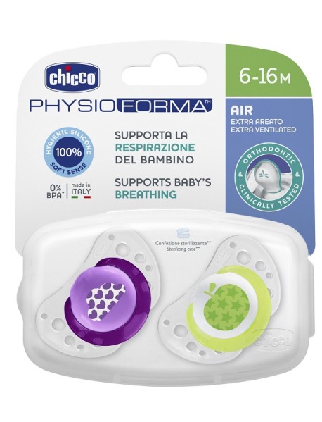 CHICCO SUCCHIETTO PHYSIO AIR GIRL IN SILICONE 6-12 MESI 2 PEZZI