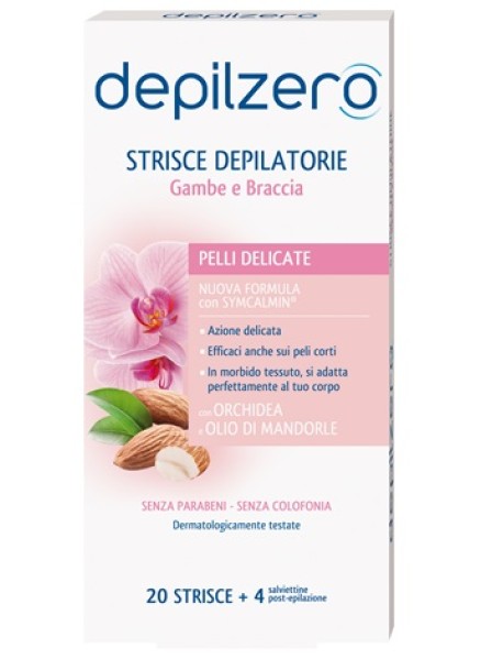 DEPILZERO STRISCE DEPILATORIE GAMBE BRACCIA 20 STRISCE + 4 SALVIETTE POST-EPILAZIONE