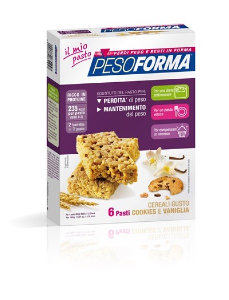 PESOFORMA CEREALI GUSTO COOKIES E VANIGLIA 12 BARRETTE