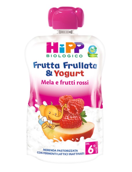 HIPP FRUTTA FRULLATA E YOUGURT MELA E FRUTTI ROSSI 90G