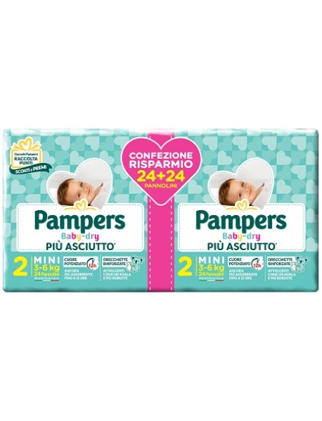 PAMPERS BABY-DRY DUO MINI TAGLIA 2 (3-6KG) 48PZ 9487