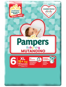 PAMPERS BABY-DRY MUTANDINA TAGLIA 6 EXTRALARGE (15+ KG) 14PZ