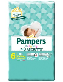 PAMPERS BABY-DRY EXTRALARGE TAGLIA 6 (15-30KG) 14PZ 0074