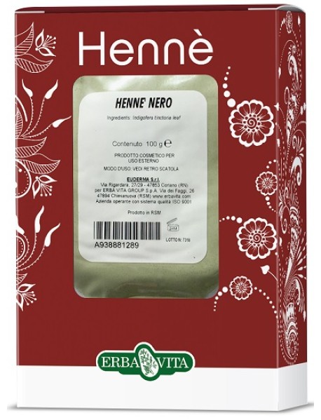 ERBA VITA HENNE' COLORANTE CAPELLI NERO 100G