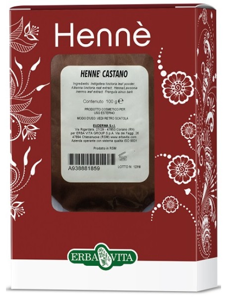 ERBA VITA HENNE' CASTANO COLORE PER CAPELLI 100G