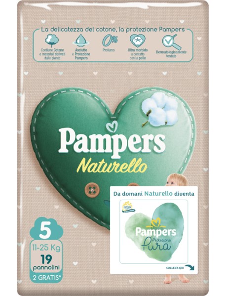 PAMPERS NATURELLO JUNIOR TAGLIA 5 (11-25KG) 19PZ