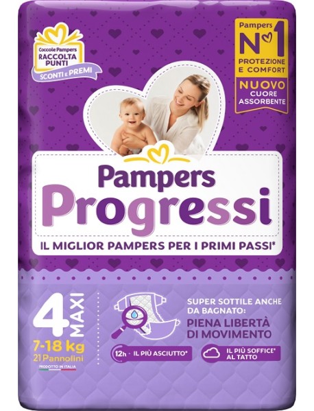 PAMPERS PROGRESSI MAXI TAGLIA 4 (7-18KG) 22PZ