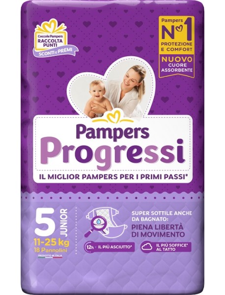 PAMPERS PROGRESSI JUNIOR TAGLIA 5 (11-25KG) 19PZ