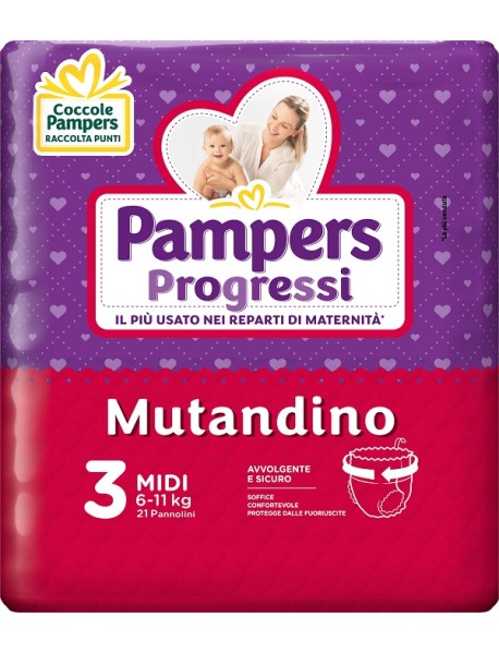 PAMPERS PROGRESSI MUTANDINA MIDI TAGLIA 3 (6-11KG) 21PZ