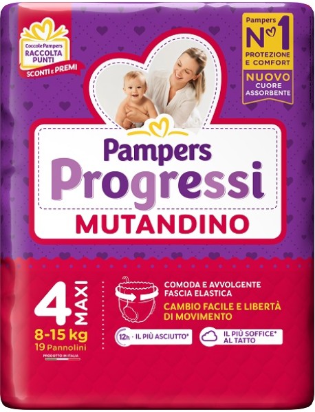 PAMPERS PROGRESSI MUTANDINA MAXI TAGLIA 4 (8-15KG) 19PZ