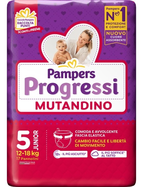 PAMPERS PROGRESSI MUTANDINA JUNIOR TAGLIA 5 (12-18KG) 17PZ