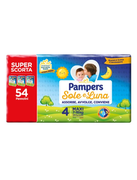 PAMPERS SOLE&LUNA TRIO MAXI TAGLIA 4 (7-18KG) 54 PEZZI