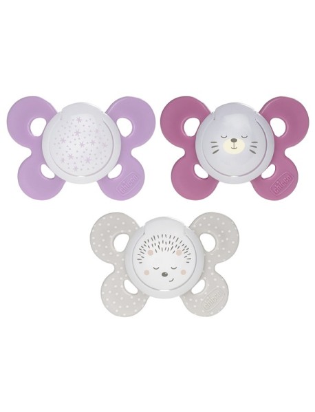 CHICCO SUCCHIETTO PHYSIO COMFORT LUMI GIRL IN SILICONE 12M 2 PEZZI