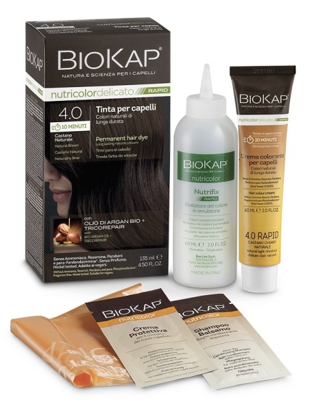 BIOS LINE BIOKAP NUTRICOLOR TINTA DELICATO RAPID 4,0 CASTANO NATURALE