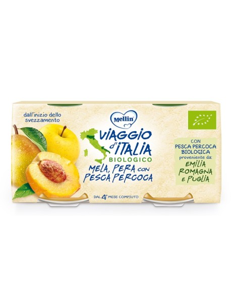 MELLIN VIAGGIO D'ITALIA OMOGENEIZZATI MELA PERA E PESCA 2X100G