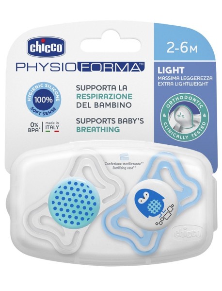 CHICCO PHYSIOFORMA SUCCHIETTO LIGHT IN SILICONE BOY 2-6M 2 PEZZI