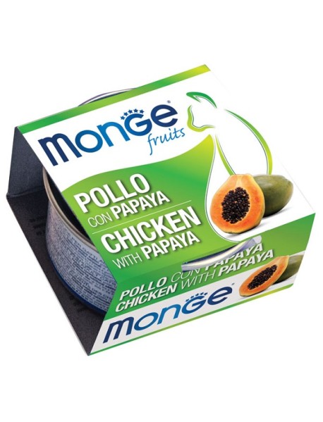 MONGE FRUITS POLLO C/PAPAYA80G