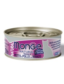 MONGE NATURAL TONNO E PETTO DI POLLO CON MANZO 80G