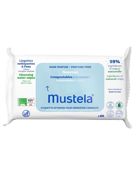 MUSTELA SALVIETTE COMPOSTABILI SENZA PROFUMO 60 SALVIETTE 