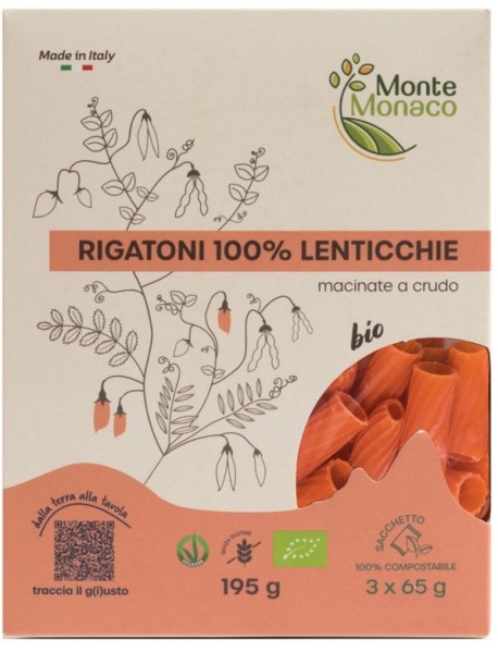 RIGATONI 100% FARINA LENT3X65G