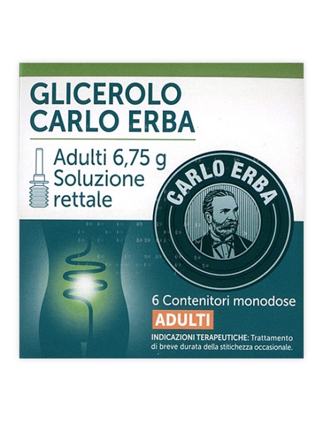 CARLO ERBA GLICEROLO ADULTI 6,75G SOLUZIONE RETTALE 6 CONTENITORI MONODOSE